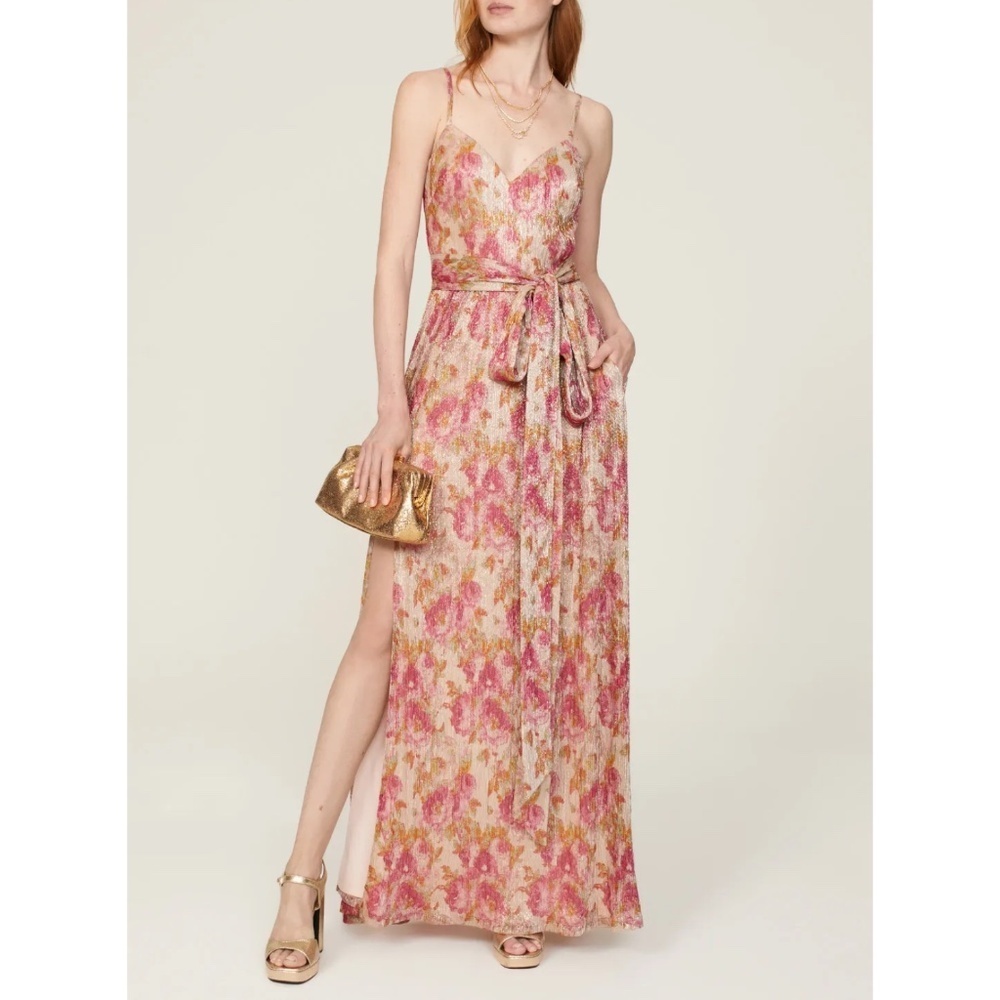 NWT Dress the Population Chrissy Metallic Floral Gown Sz. S - Picture 4 of 6